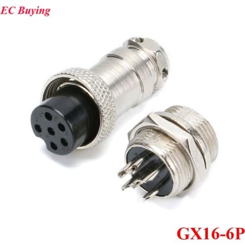 5 Sets GX16 6 Pin Diameter 16mm Male+ Female Metal Aviation Plug Socket Air Connector Wire Panel Connectors GX16 Circular