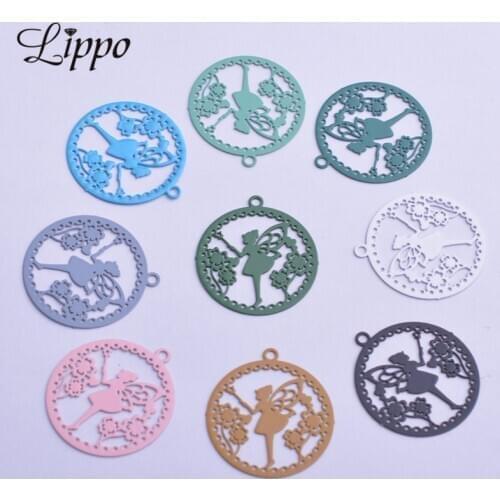 50pcs AC11676 20*22mm Magic Fairy Charms Angle Girls Pendant DIY Earrings Jewelry supplies