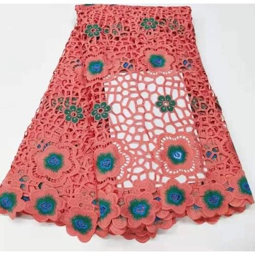 8 colors (5yards/pc) High quality two colors African big cord lace in peach green Guipure lace fabric newest for dress WZZ038