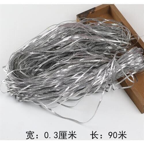 90Meters Clothing accessories Gold Silver Lace Trimming Accessories Ribbon 0.3/ 0.5/ 0.87cm LJ0181