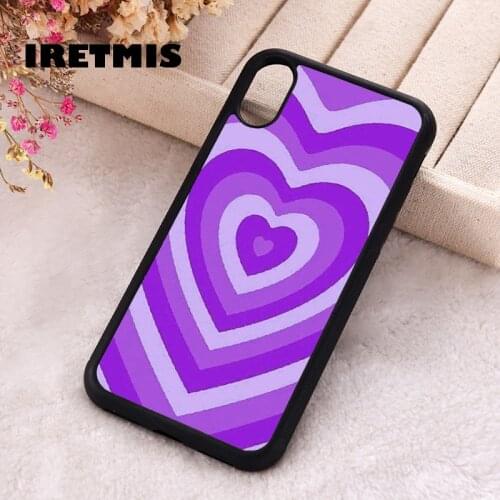 Iretmis 5 5S SE Phone Cover Case for iPhone 6 6S 7 8 Plus X Xs XR 11 12 Mini Pro Max Rubber Silicone Purple Latte Love Hearts