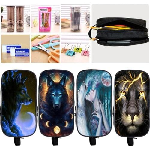 Kids Cute 3D Animal Lion Wolf Stationery Bag Animal Pencil Case High Quality Pencil Bag Boys Girls Pencil Case Daily School Case