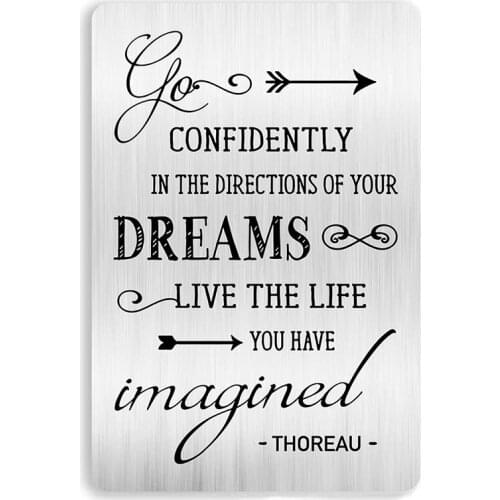 Go Confidently in The Direction of Your Dreams Engraved Metal Wallet Card Inserts,Inspirational Graduation Gifts DIY Custom