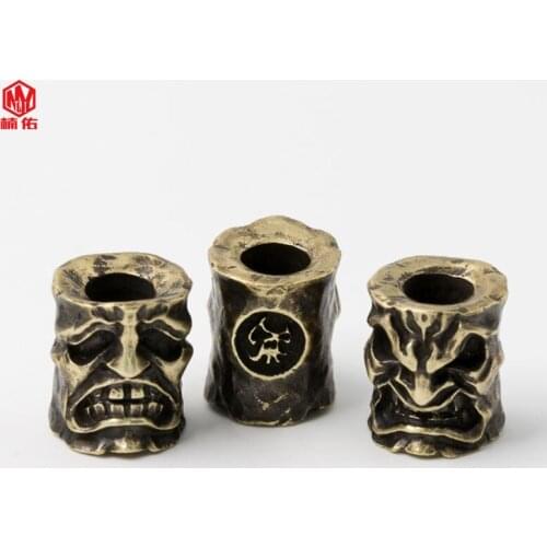 1pcs/3pcs Outdoor EDC Tools Smiley Face Painful Face Variety Of Paracord Brass Knife Beads Flashlight Accessories Ornaments