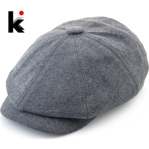 Mens Newsboy Caps 100% Cotton Solid Color Beret Hat Men Vintage Painter Peaked Cap Winter Fashion Male Casual Visor Boina Hats
