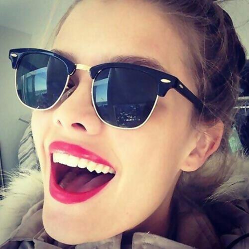 TOYEARN Classic Brand Designer Half Frame Polarized Sunglasses Women Men Vintage Driving Mirror Sun Glasses For Female Male