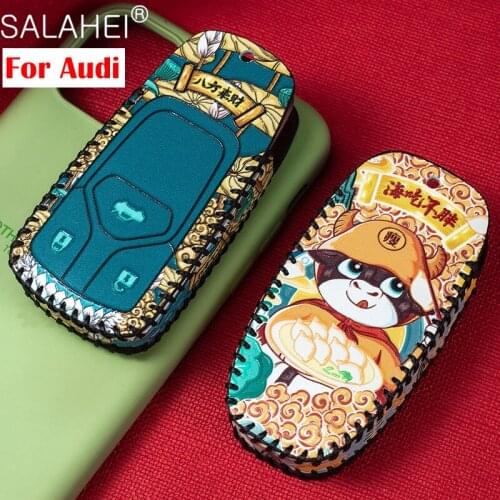 Leather Car Key Case Cover For Audi A3 A4 A4L B5 B6 B7 B8 B9 A5 A6 A6L C5 C6 Q3 Q5 Q7 S5 S7 RS3 TT Remote Keychain Accessories