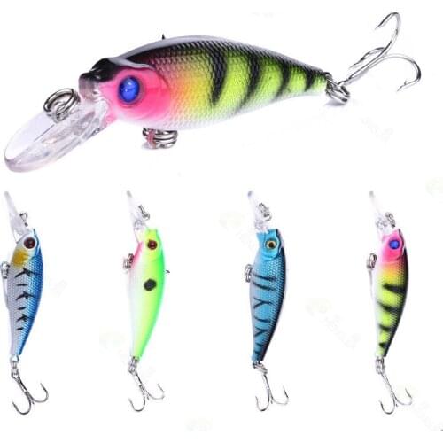 MI017 Minnow Luya Fishing Lures 6.5cm 5g ABS Submerged Tongue Bait Wobbler Tackle Artificial Hard Fishhook 3D Fish Feeder Gears