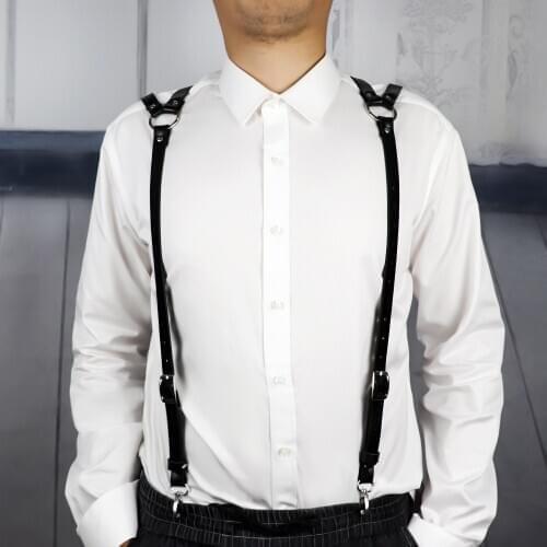 UYEE Genuine PU leather Male Harness Sexy Bondage Rave Chest Strap Costume Mans Belt High Quality Leather Straps Belts LM-021