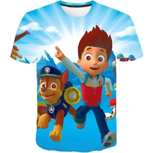 2021 New 3Dpaw Patrol Printed Childrens Short-sleeved T-shirt European American Fashion Brand Top Teenagers Childrens Clothing