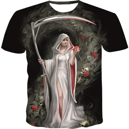 2021 New 3d Printing Falling Beautiful Woman Cool Style Summer Unisex Short-Sleeved T-Shirt Personality Round Neck Pullover