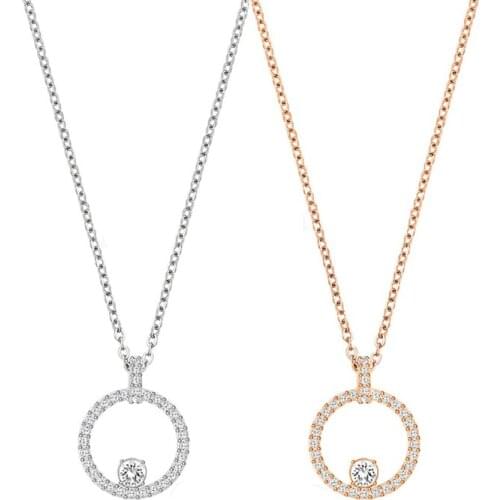 New Exquisite Necklace With Circular Pendant Creative Classic Rose Gold For Women Birthday Engagement Gift For Girlfriend