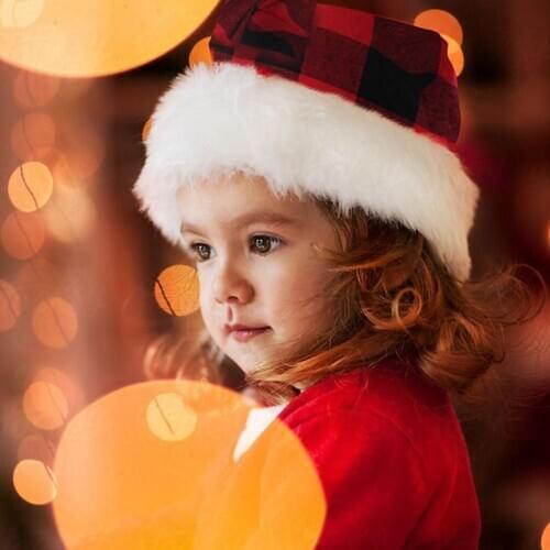 New Year Santa Claus Costume Christmas Plaid Hat Gift for Kids Home Decoration Santa Claus Dress Hat Hat for Adults And Children