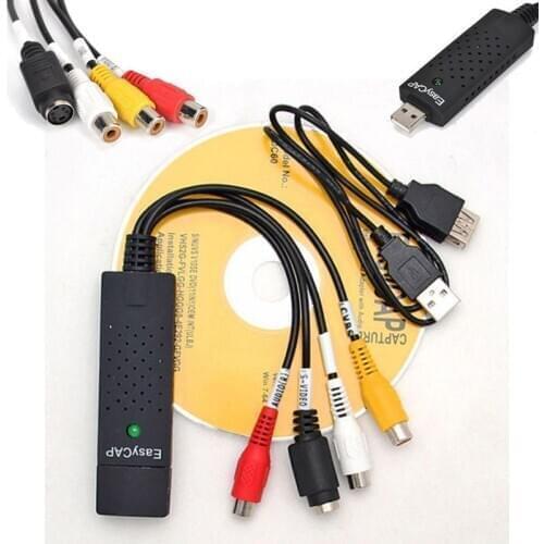New USB 2.0 Easycap Capture 4 Channel Video TV DVD VHS DVR Audio Easier Cap Capture Adapter Card for Computer CCTV Camera Black