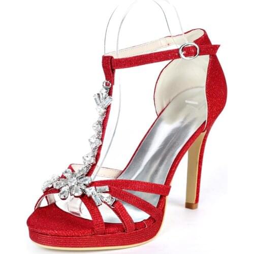 High Heels Glitter Women Wedding Sandals for Bride Peep Toe Ankle Buckle Strap Wedding Bridal Party Dress Sandals