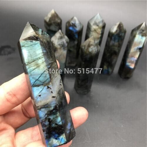 Wholesale Natural labradorite quartz wands healing crystal points