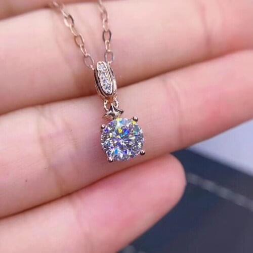 Classic pouring shiny moissanite necklace for women silver necklace jewelry 925 sterling silver birthday gift rouns shiny gem