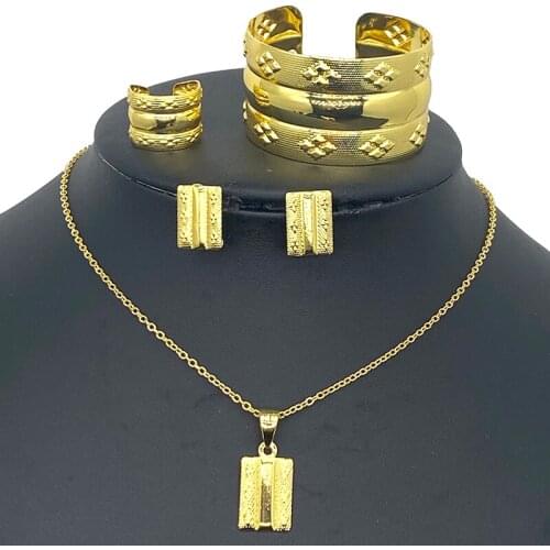 Lovely Baby Earring Pendant Necklace for Kids Dubai Jewelry Set Africa Children Birthday Gift Jewelry Mum Daughter Chain