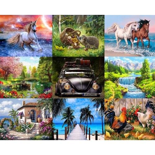 Full Round Drill Diamond Painting Cross Stitch 5D DIY Diamond Embroidery Cartoon, animals, landscape Christmas gifts - ZT014