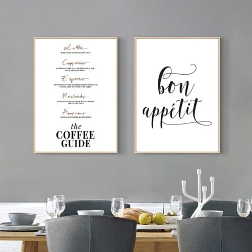 Poster French Kitchen Art Deco Please Dine Print Minimalist Coffee Guide Mural Room Painting