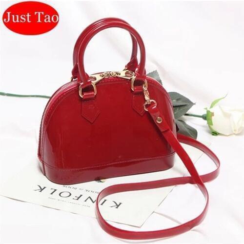 Just Tao! 30 Candy Colors Shell bags Womans PVC shoulder bags Teenagers Mini size Messenger Bags Kids Small Totes JT071-1