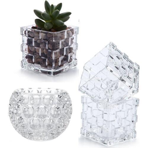 Crystal Bonsai Flower Pots Glass Vase Succulent Planter Decorative Ball Shape Air Plant Holder Garden Decoration