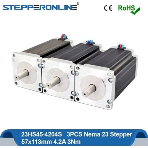 3PCS Nema23 Stepper Motor 3Nm/425oz.in 57 Step Motor 113mm 4.2A 4-lead 10mm Shaft for CNC Mill Lathe Router