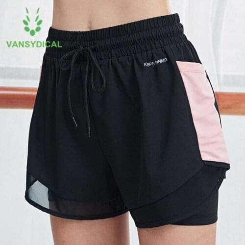 2021 Gym Yoga Shorts 2 in 1 Women Summer Sports Running Shorts High-waist Quick Dry Fitness Training Workout Shorts Side Pocket