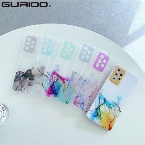 Transparent Marble Gradient Phone Case For Samsung Galaxy S21 FE Plus Ultra A02 A02S A12 A22 A32 A42 A52 A72 A82 Silicone Cover