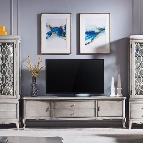 American country light luxury solid wood TV cabinet European style living room simple TV cabinet floor cabinet Modern