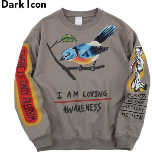 Dark Icon Skeleton Hip Hop Sweatshirt Men Round Neck Pullover Mens Sweatshirts 2019 Autumn Streetwear Sweatshirt for Men