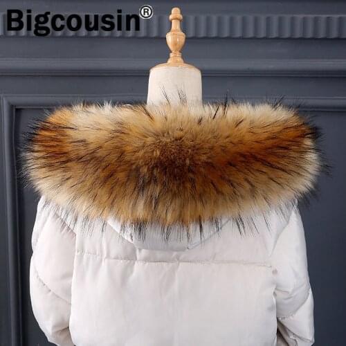 2020 100% High Quality Faux Raccoon Fur Collar Fake Fur Coat Scarves Luxury Colorful Women Men Jackets Decor Neck Collar CG09