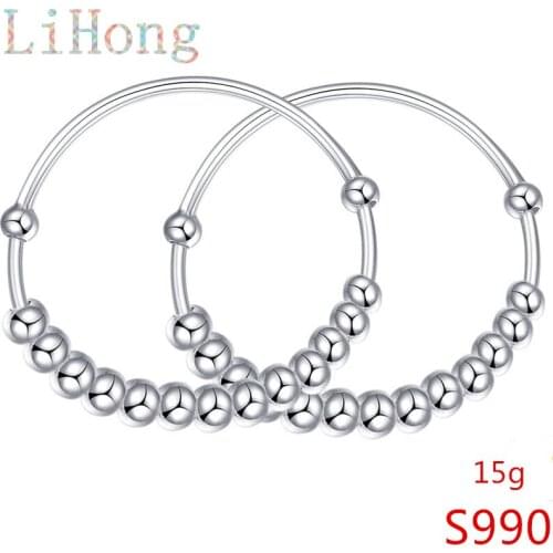 High Jewelry 100% Sterling Silver 990 Bangle Baby Bracelet Anklet Same Style Girl Boy Gift Children Sterling Silver Jewelry