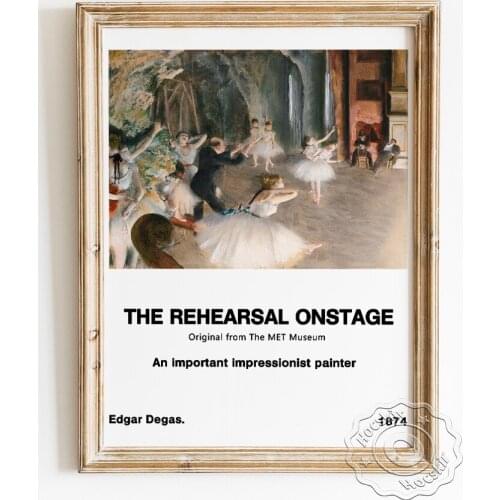 Edgar Degas Exhibition Museum Vintage Art Poster, The Rehearsal Onstage Canvas Painting, Ballet Stage Scene Home Decor Picture