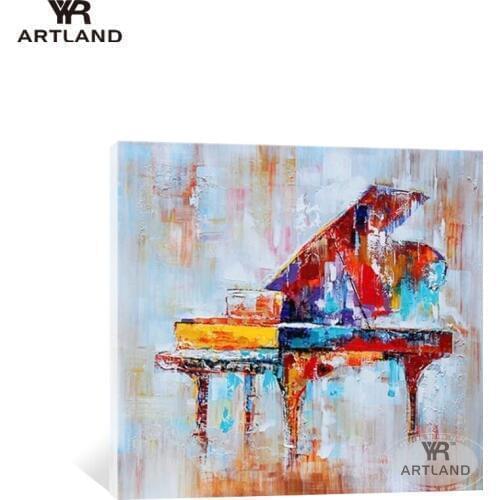 YYR-ARTLAND Big sizes colorful piano Hand painted abstract oil painting on canvas wall home decoration for living room no framed