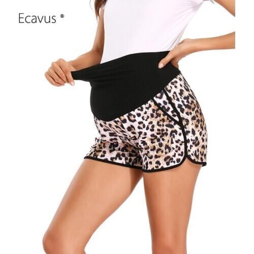 Womens Short Pants Maternity Workout Hot Shorts Summer Leopard High Waist Casual Shorts pants Pregnancy Clothes