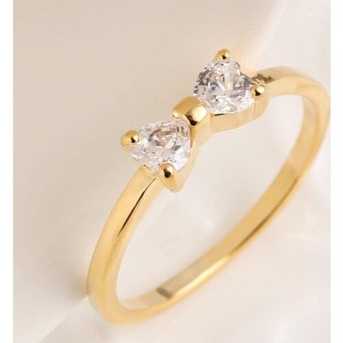 Fashion Bow Tie Finger-Ring Women With Stone Cubic Zircon Engagement Wedding Ring For Women Girlfriend Jewerly Gift Size 6 7 8 9