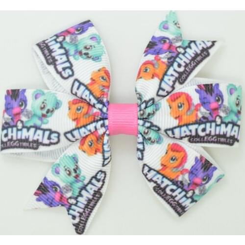 SUPWRF 1 PCS 3.1" Cattle cartoon kids hair accessories hair bows With Clip hair ties Printed Ribbon headwear Retail T0929