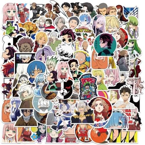 10/30/50/100pcs Mix Anime Stickers Decals Demon Slayer Jujutsu Kaisen DIY Luggage Laptop Skateboard Phone Toys Sticker For Kids