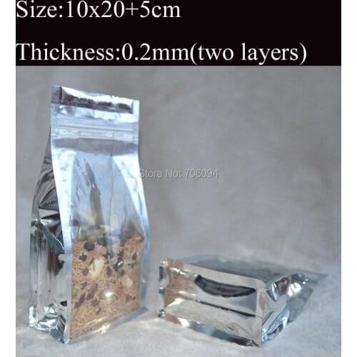 10x20+5cm,200pcs/lot,Heal sealing standup ziplock accordion pocket,Clear+Aluminum foil bellow pocket