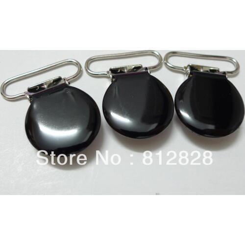 25pcs 1'' 25mm #MD01 Black Color Enamel Pacifier Clips