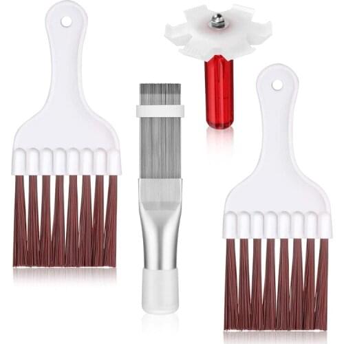 4 Pcs Condenser Fin Cleaning Comb, Stainless Steel Air Conditioner Fin Cleaner, Refrigerator Coil Cleaning Whisk Brush