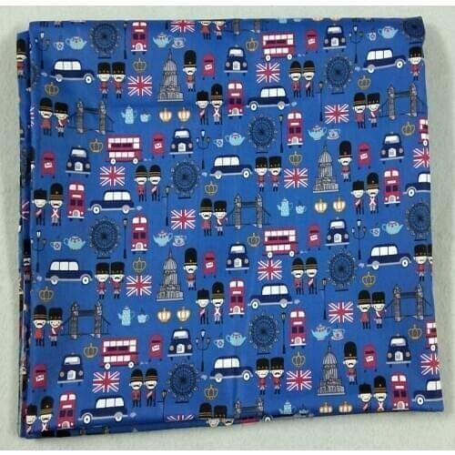 50x160cm Navy Blue England UK Bridge Bus Bodyguard Printed 100% Cotton Fabric Guard Solider Fabric Patchwork baby cloth apparel