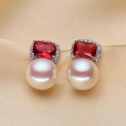 925 real natural big [bright pearl] natural freshwater pearl earrings, earrings, 925 Authentic mail earringsnoble ladys