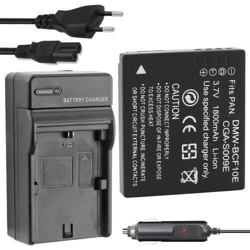 1800mah CGA-S009E CGA S009E Camera Battery + Charger for Panasonic DMC-FC25 DMC-FX500 DMC-FX580 DMC-TS1 DMC-FT1 DMC-FS7 DMC-FH20