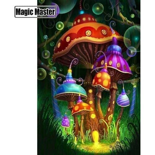 Full Square/Round Drill 5D DIY Diamond Painting "Mushroom house" Embroidery Cross Stitch 5D Home Decor