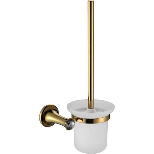 Free shipping gold pvD clour Small crystal toilet brush holder