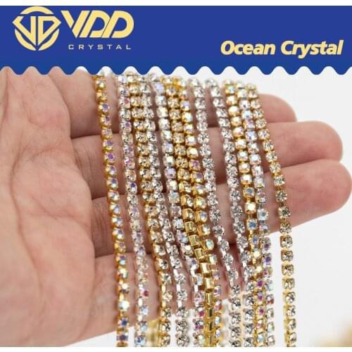 Glitter Crystal Rhinestone Chain Sew-On Glue-On For Clothes DIY Garment Accessories trim Cup Chain Diamond Jewelry Crafts
