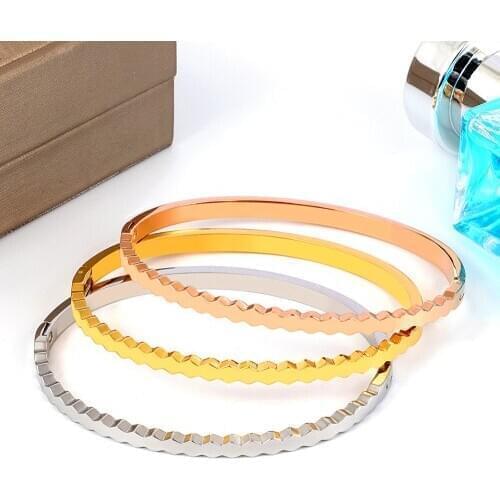 Stainless Steel Women Bangle 4mm Rhombic-shaped Honeycomb Bracelet For Woman Fashion Jewelry