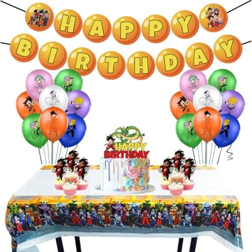 Dragon Ball Theme Kid Birthday Party Supplies Kid Disposable Tableware Party Balloon Set Birthday Party Decorations Supplies